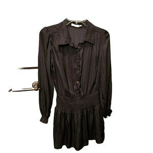 Day + Moon Smocked Mini Black Dress With Shorts Lining. Small Cinched Waist